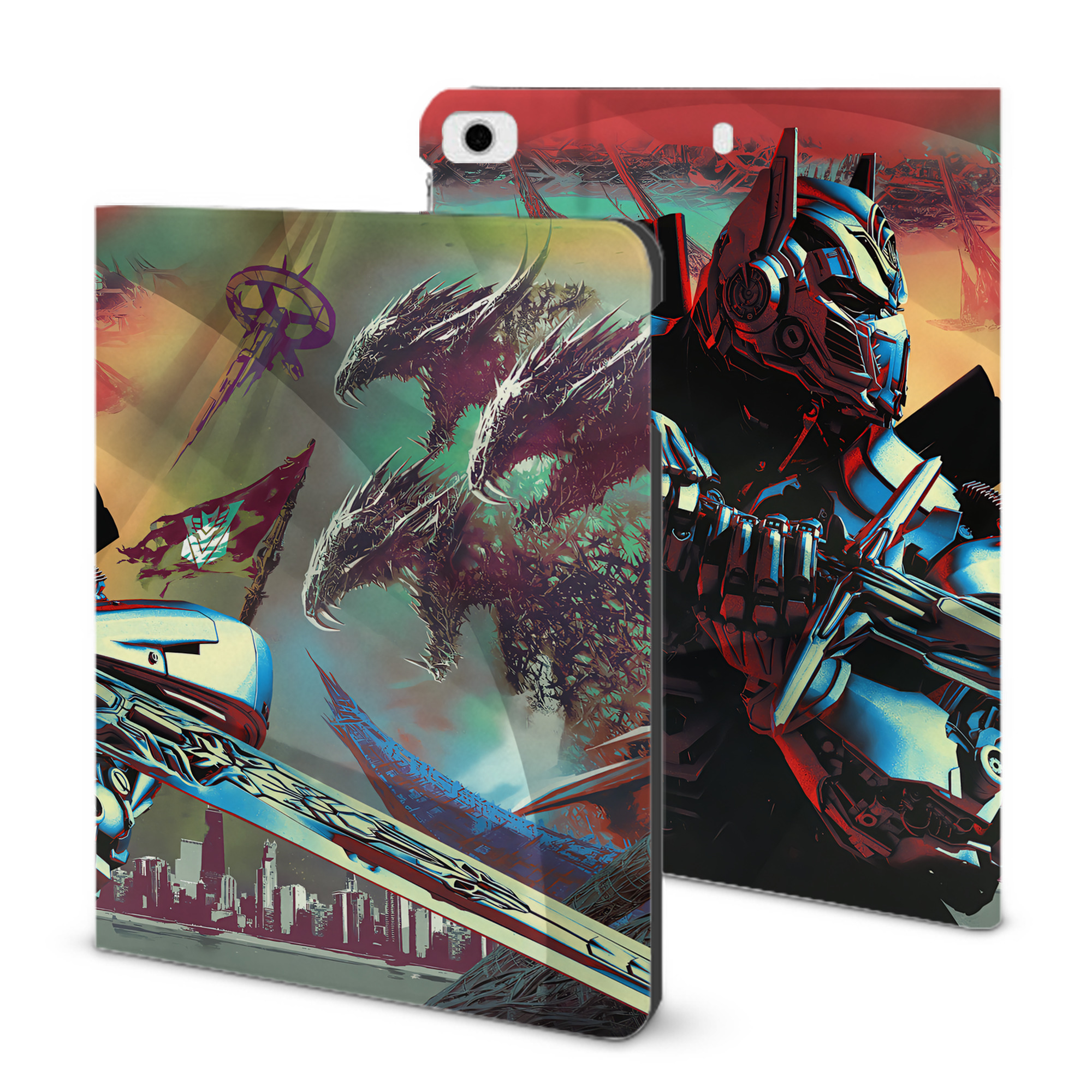 （画像用） Transformers トランスフォーマー IPad ケース ブック型 PUレザー TPU 耐衝撃 軽量 薄型 ペン収納なし 全面保護 IPad 各モデル対応
